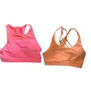 Zyia Active Lot 2 Sports Bras Peach Weave Bra Coral All Star One More Rep XL/XXL